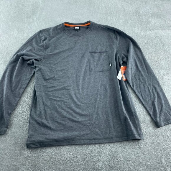 Bass Outdoor XL Long Sleeve Utility Tee In Black Beauty Crew Neck NWT 2458 - Picture 1 of 9